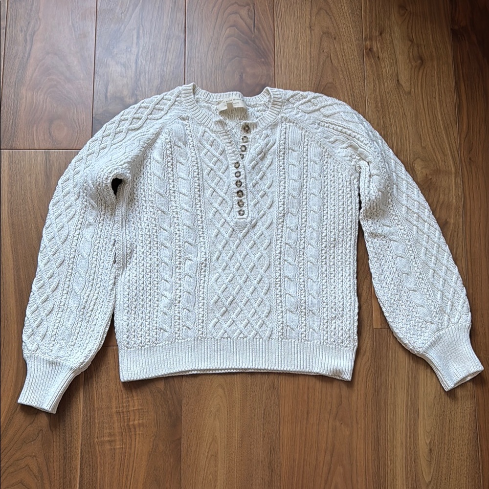 Sezane Bree Cream Cable Knit Jumper Sweater
